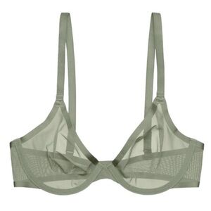 CUUP 32D The Plunge Mesh Underwire Sage Green Bra